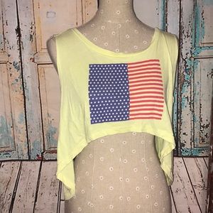 WILDFOX~Yellow American Flag Inspired Crop Tank~M